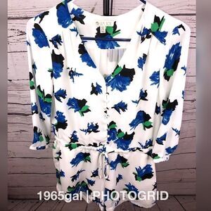 Lila Rose Lined Romper White Blue Flowers 2 98092